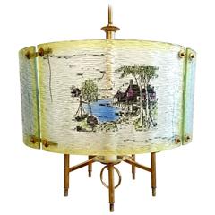 Ceiling Lamp with Printed Glass Panels, 1950s 12