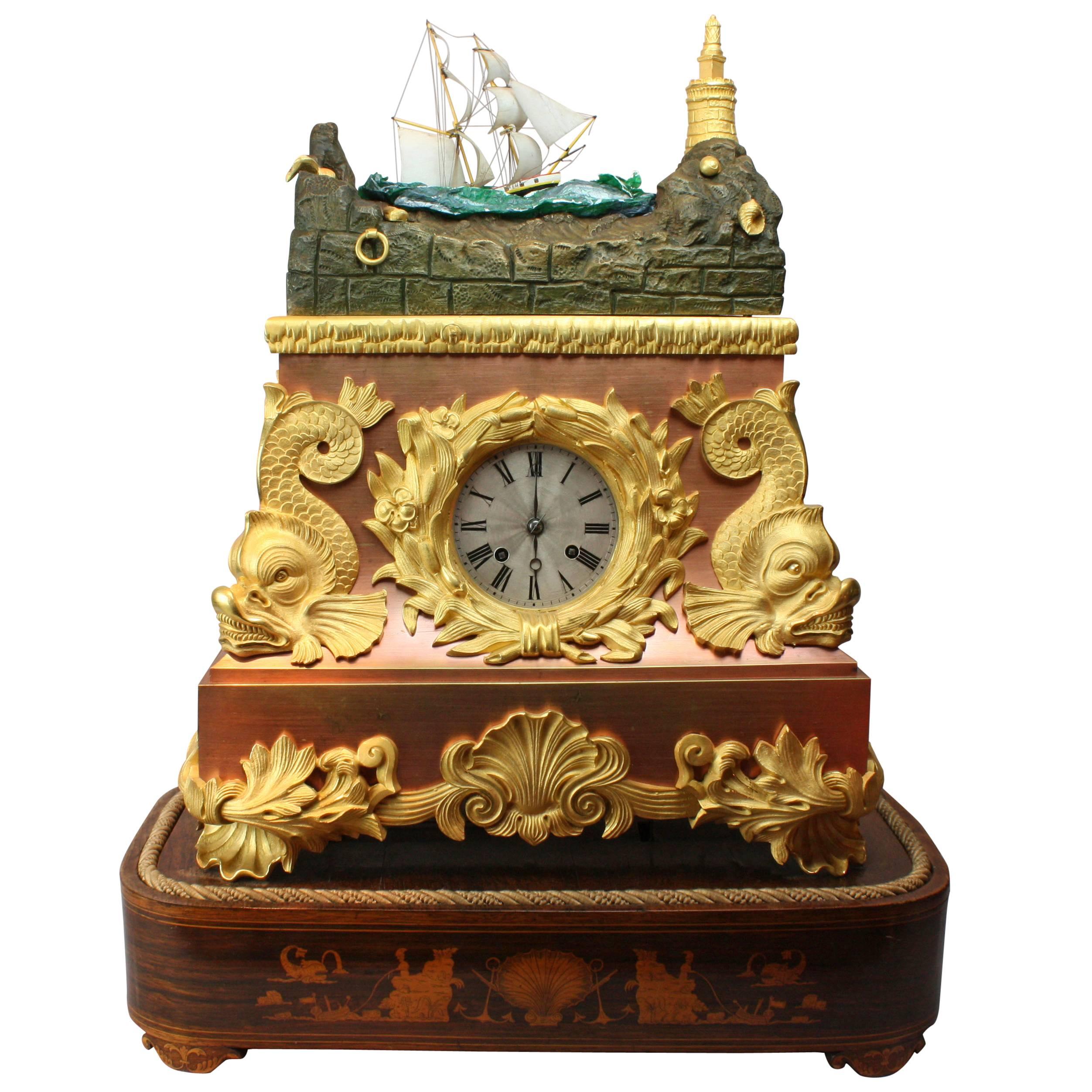 Bronze, Ormolu and Polished Copper on Bronze Rocking Ship Automaton