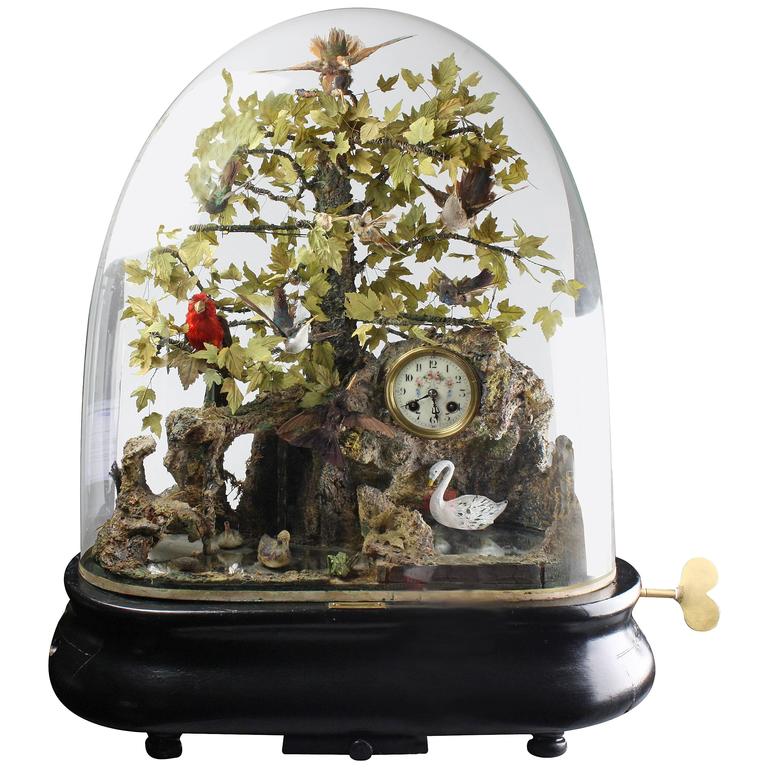 CoinOperated Double Bird Jumper, Singing Bird Automaton Clock For Sale