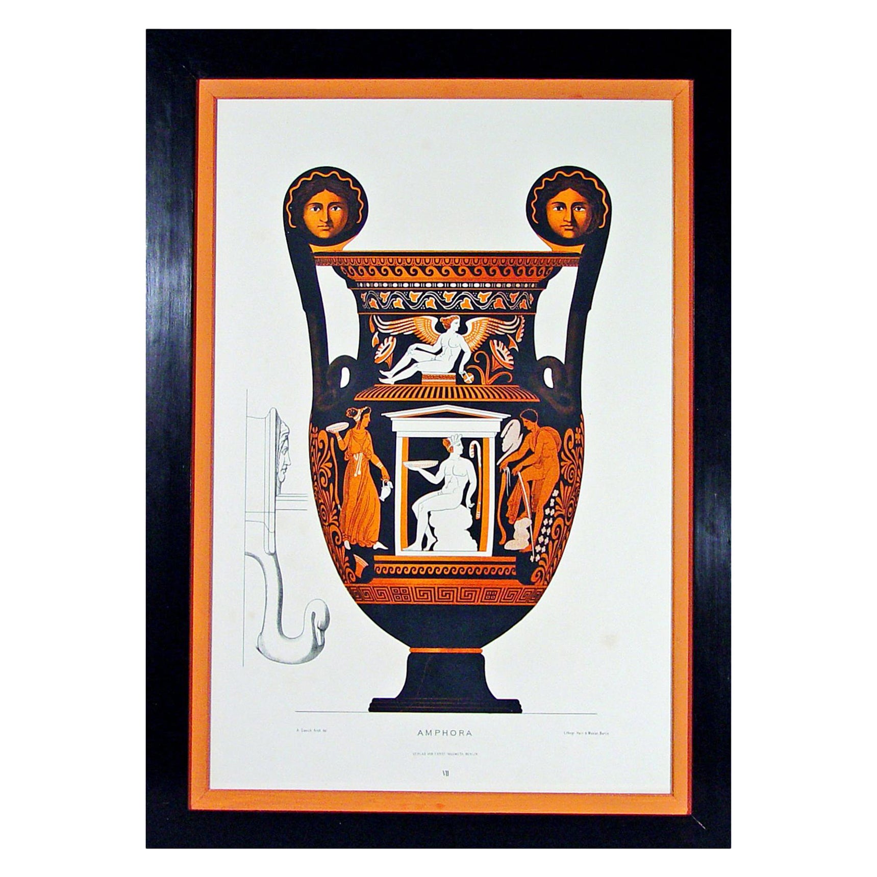 Albert Genick, a Lithographic Print of an Ancient Greek Vase, an Amphora