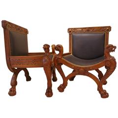 19th Century Pair of Renaissance Revival Armchairs, Walnutwood, France