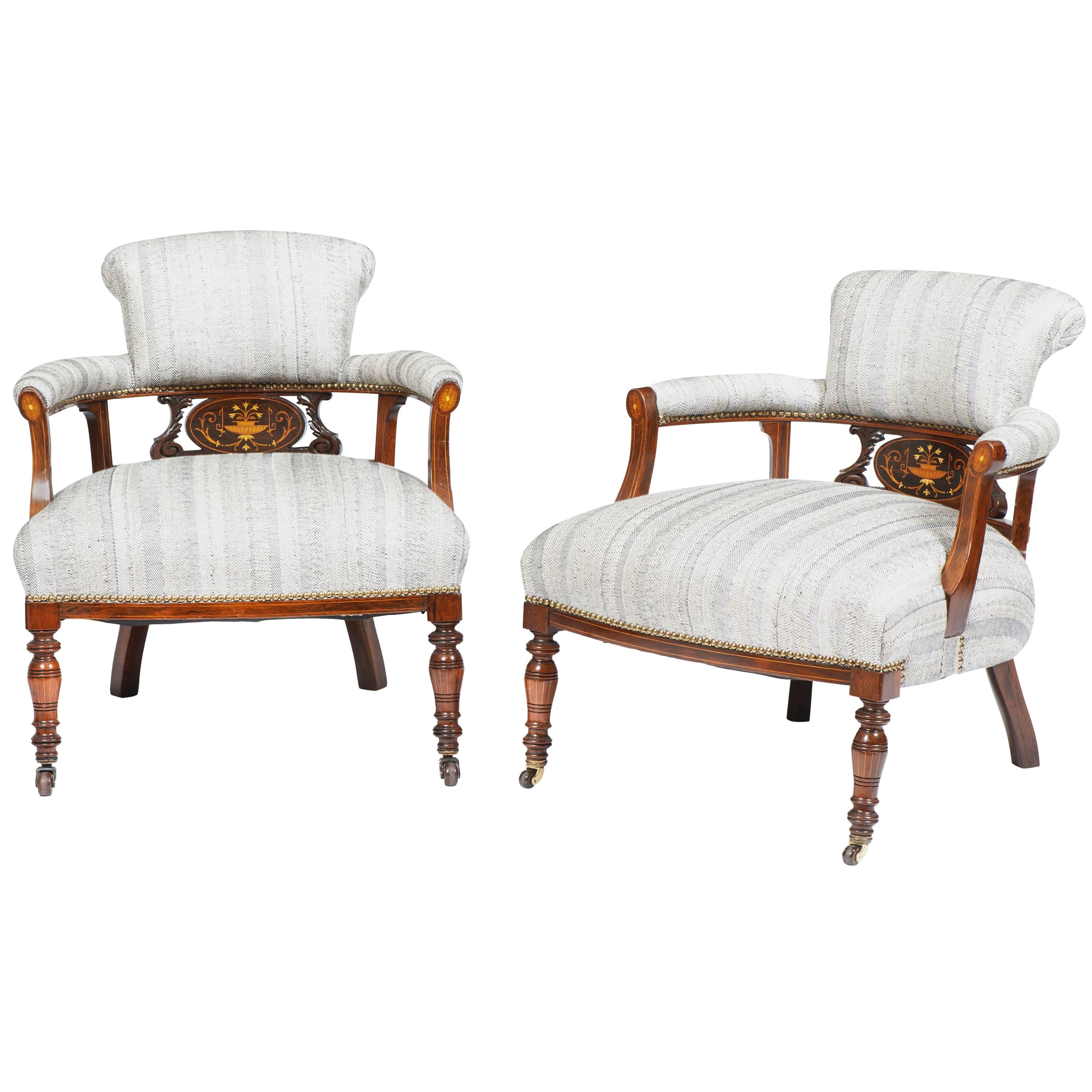 English Victorian Tub Chairs on Rosewood For Sale