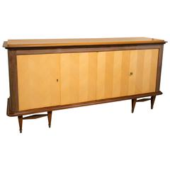 Mid-Century Modern Custom Italian Sideboard in a Chevron Pattern