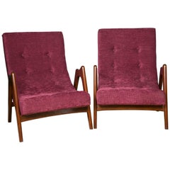 Pair of Newly Upholstered Mid-Century Modern Armchairs