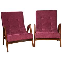 Pair of Newly Upholstered Mid-Century Modern Armchairs 2