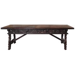 Antique Spanish Walnut Trestle Table