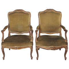 Pair of 19th Century Louis XV Style Parcel-Gilt Armchairs 8