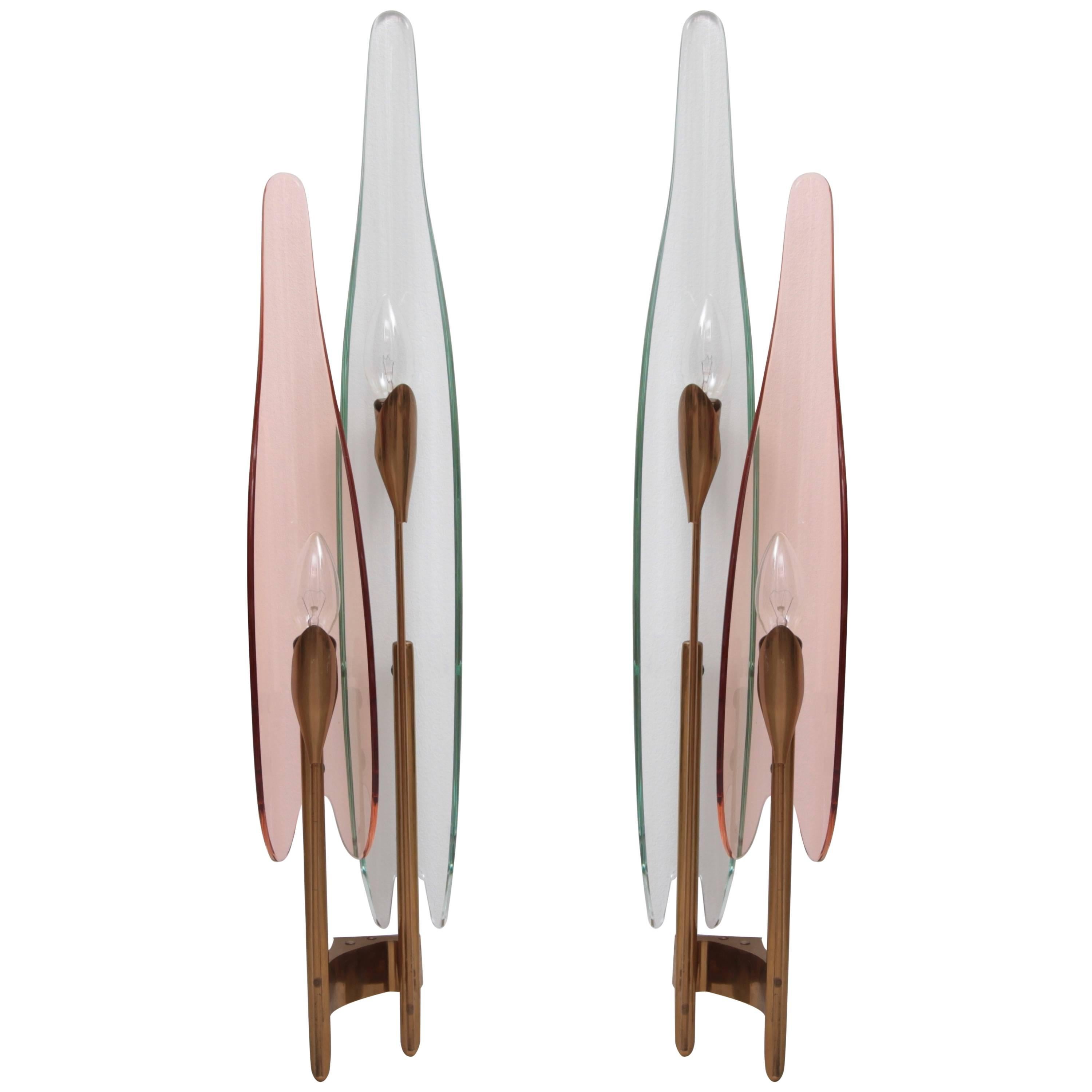 Huge "Dahlia" Sconces or Wall Lamps by Max Ingrand for Fontana Arte