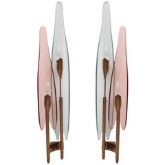 Huge "Dahlia" Sconces or Wall Lamps by Max Ingrand for Fontana Arte