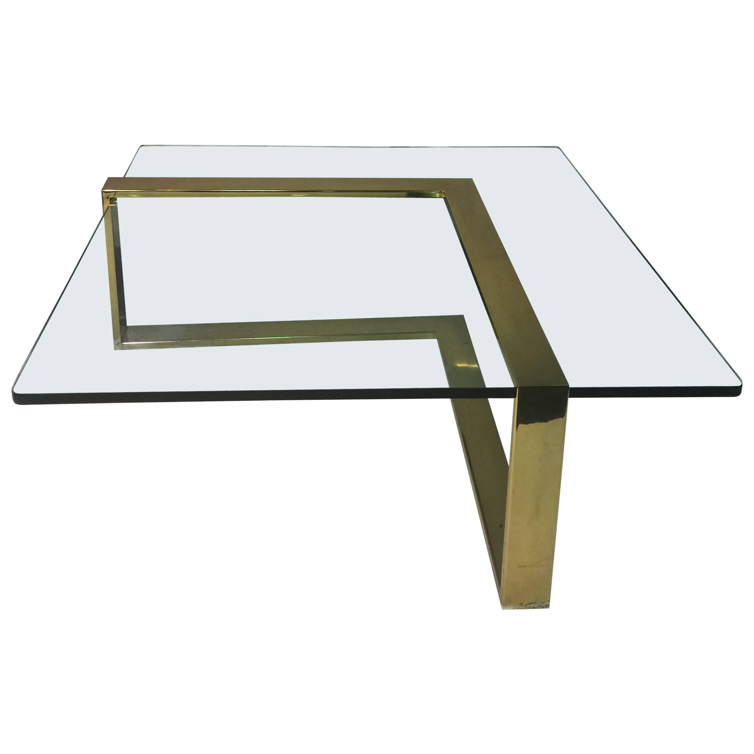 Sensational L-Shape Coffee / Cocktail Table in Brass by Pace Collection For Sale