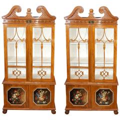 Pair of Century Antique Chippendale Glass Fronted Display Cabinets