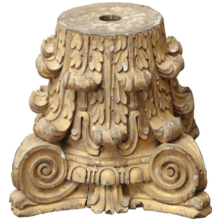 Dorische Säule aus vergoldetem Holz, 18. Jahrhundert 1