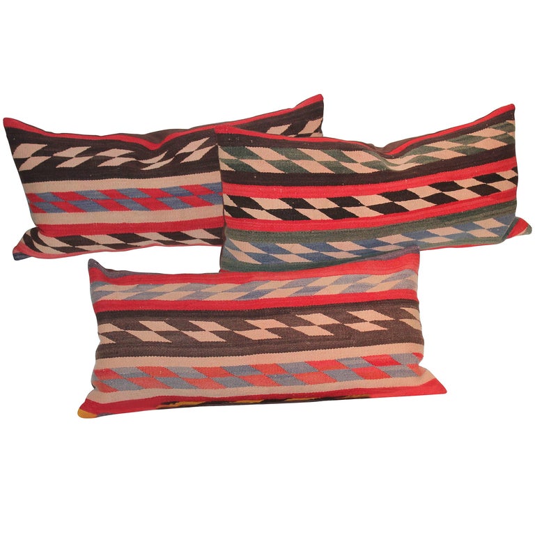 Collection of Three Navajo Indian Weaving Pillows For Sale