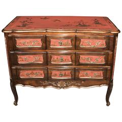 Antique Chest Drawers Commode Chinese Lacquer Chinoiserie, 1890