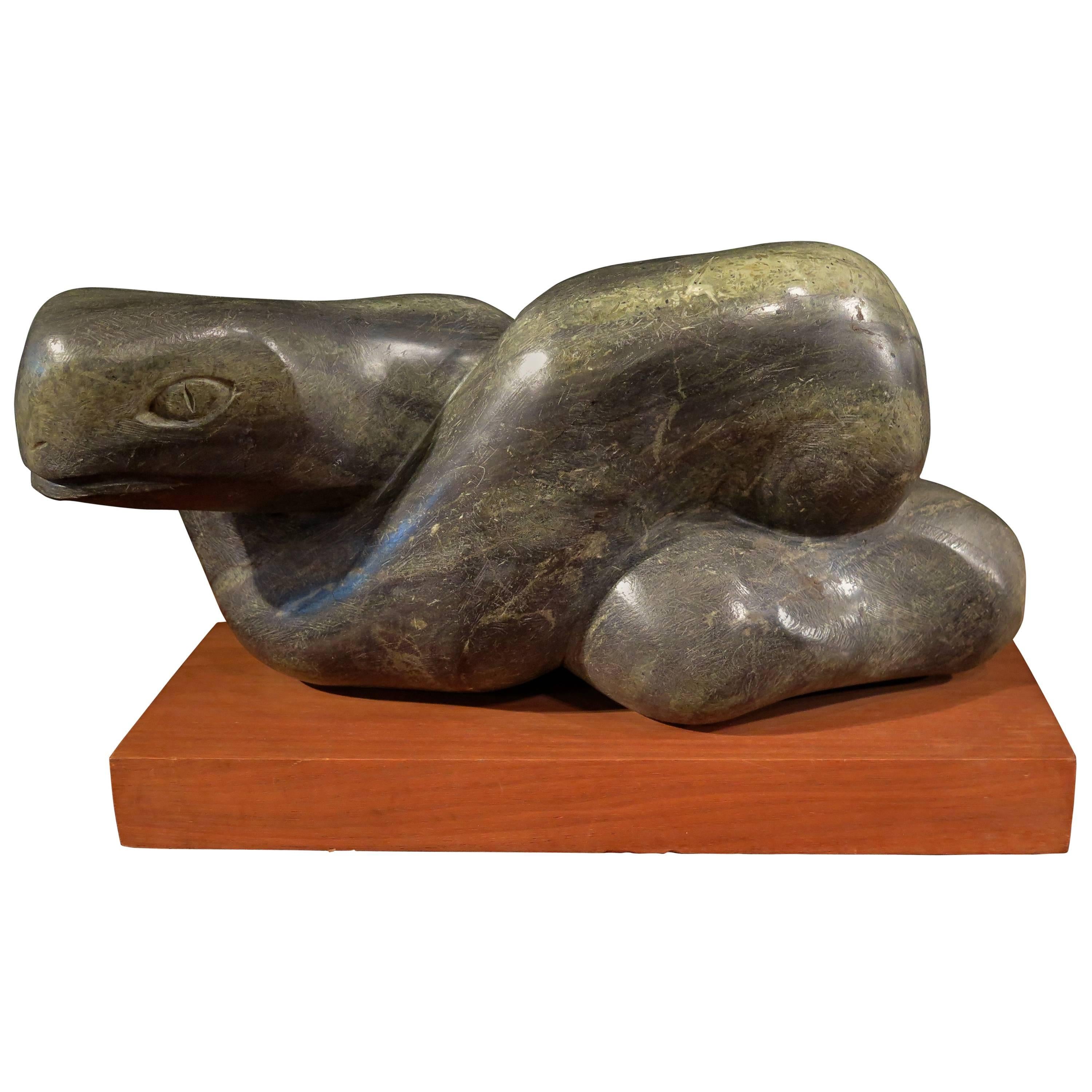 Carved Serpentine Marble Snake Sculpture by Charles Umlauf