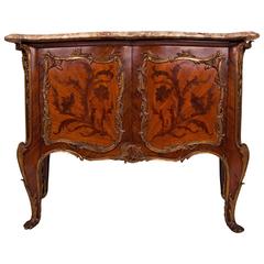 French Two-Door Cabinet in Tulipwood, Rosewood Marquetry and Bronze Ornaments