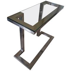 Geometric Silvered Metal Console Table by Nucci Valsecchi