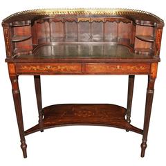 Antique Regency Carlton House Desk Mahogany Marquetry Inlay