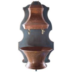 Antique Early 19th Century French Copper Wall Fountain or Lavabo