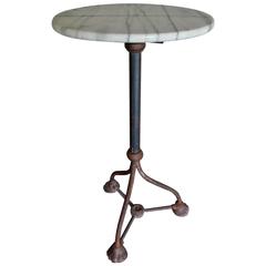Petite Tripod Marble Table on Cast Iron Base