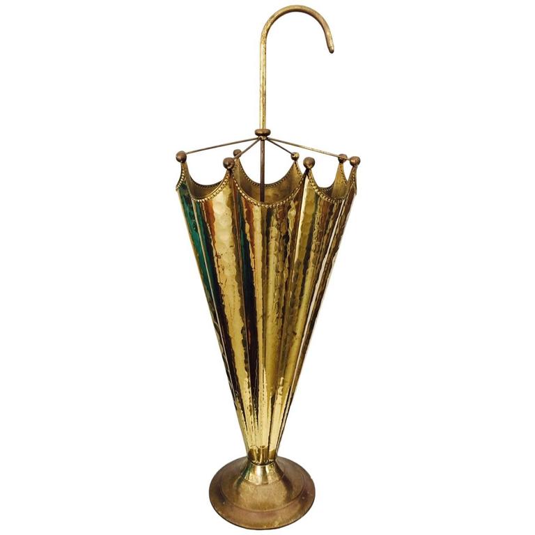 Unusual Brass Umbrella Stand at 1stdibs