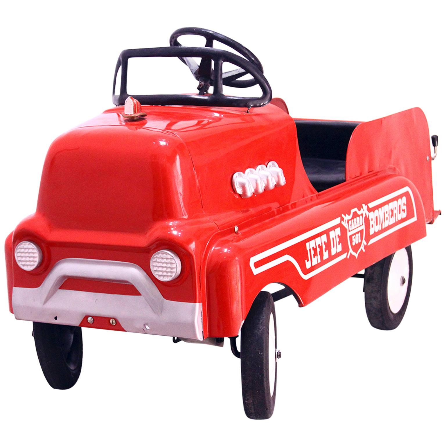 Vintage Red "Fire Truck" Children's Pedal Car For Sale