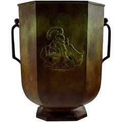 Jacob Ängman for GAB, Sweden, Guldsmedsaktiebolaget Art Deco Vase, Bronze