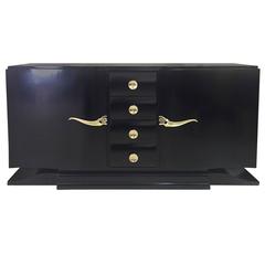 French Art Deco Sideboard with Brass Handles