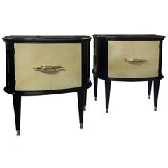 Pair of 20th Century Art Deco Bedside Tables in Parchment