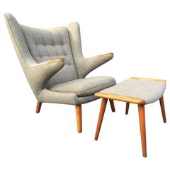 Papa Bear Chair and Footstool by Hans J Wegner for A. P. Stolen