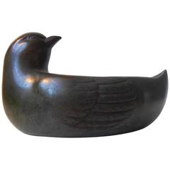 Small Naturalistic Bronze Bowl in Shape of a Dove, France 1930s
