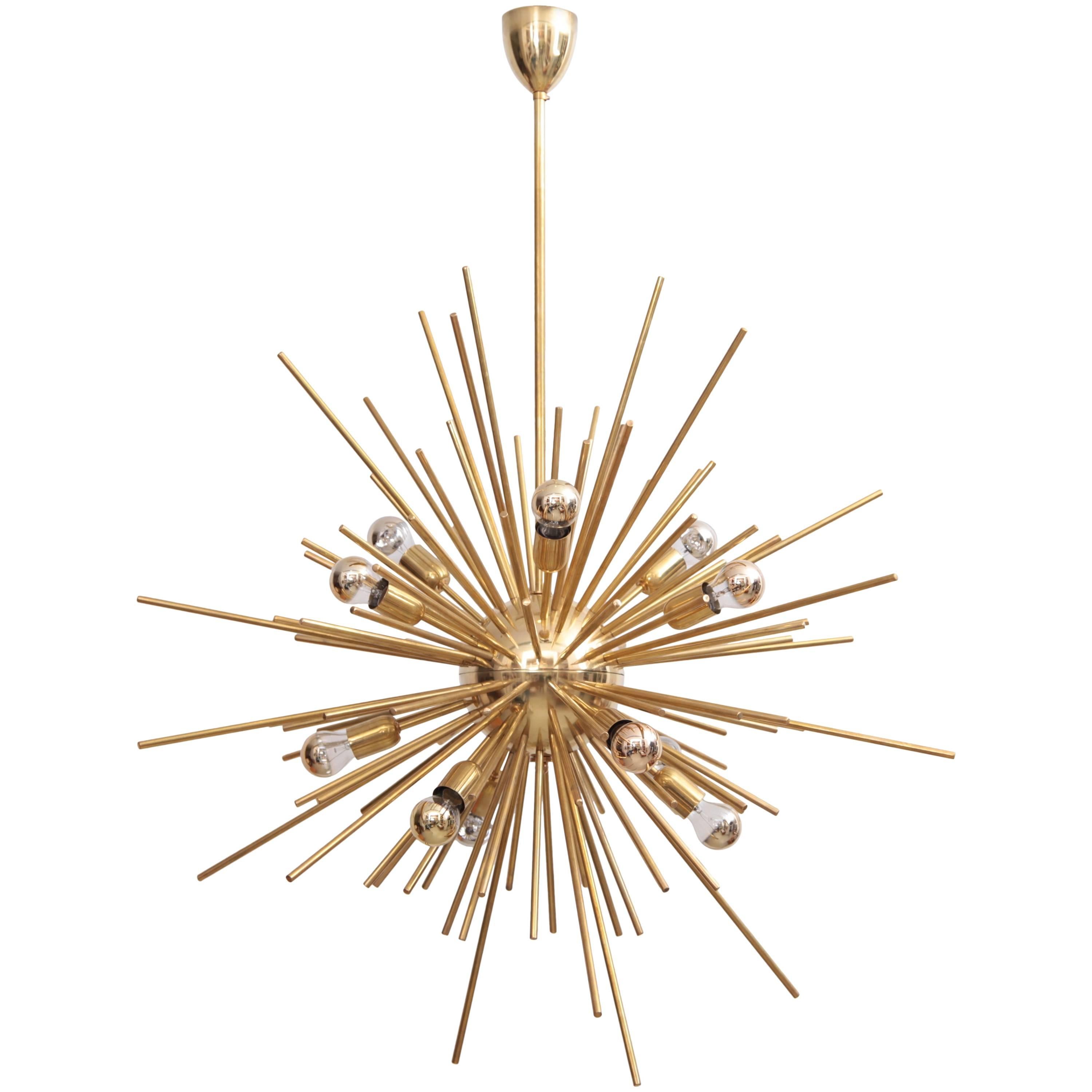 Exceptional Huge Brass Sputnik Chandelier For Sale