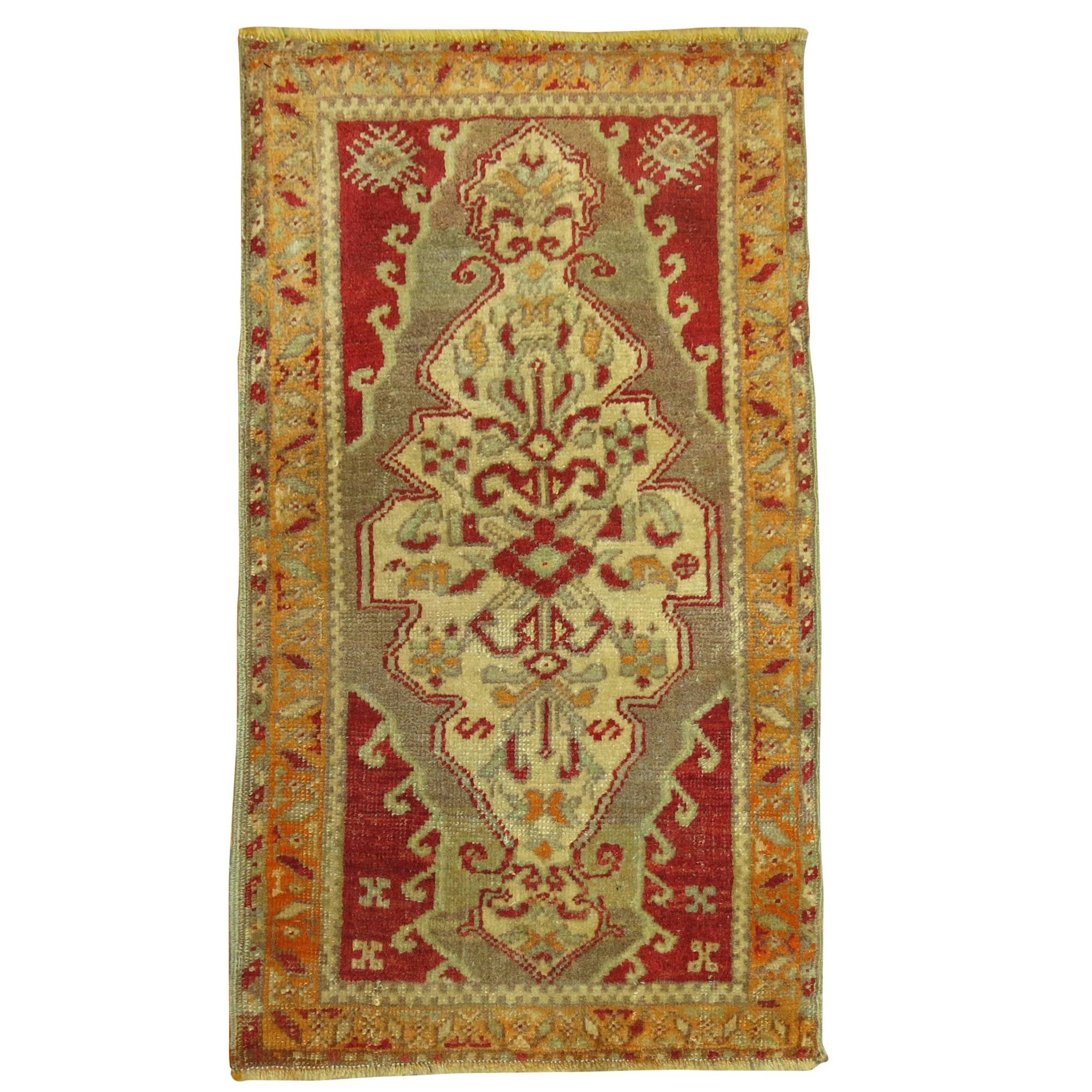 Antique Turkish Sivas Superfine Carpet Mat For Sale
