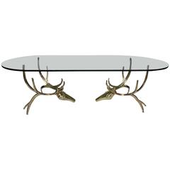 Vintage Rare Table Bases "Deers" by Alain Chervet, France, 1982 with Glass Tray