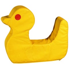 Vintage Mid-Century Pop Art Large Yellow Duck Cushion Pillow