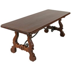 Antique Spanish Renaissance Style Dining Table, Sofa Table, Console Table, Oak and Iron
