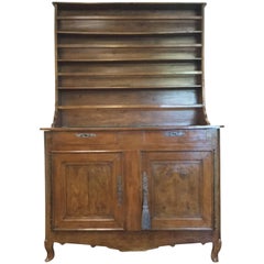 18th Century French Directoire Walnut Buffet with Plate Rack