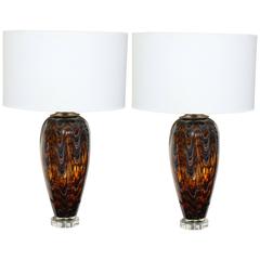Beautiful Pair of Abstract Murano Table Lamps