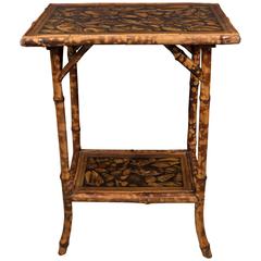 Small Bamboo Table with Decoupage Shells