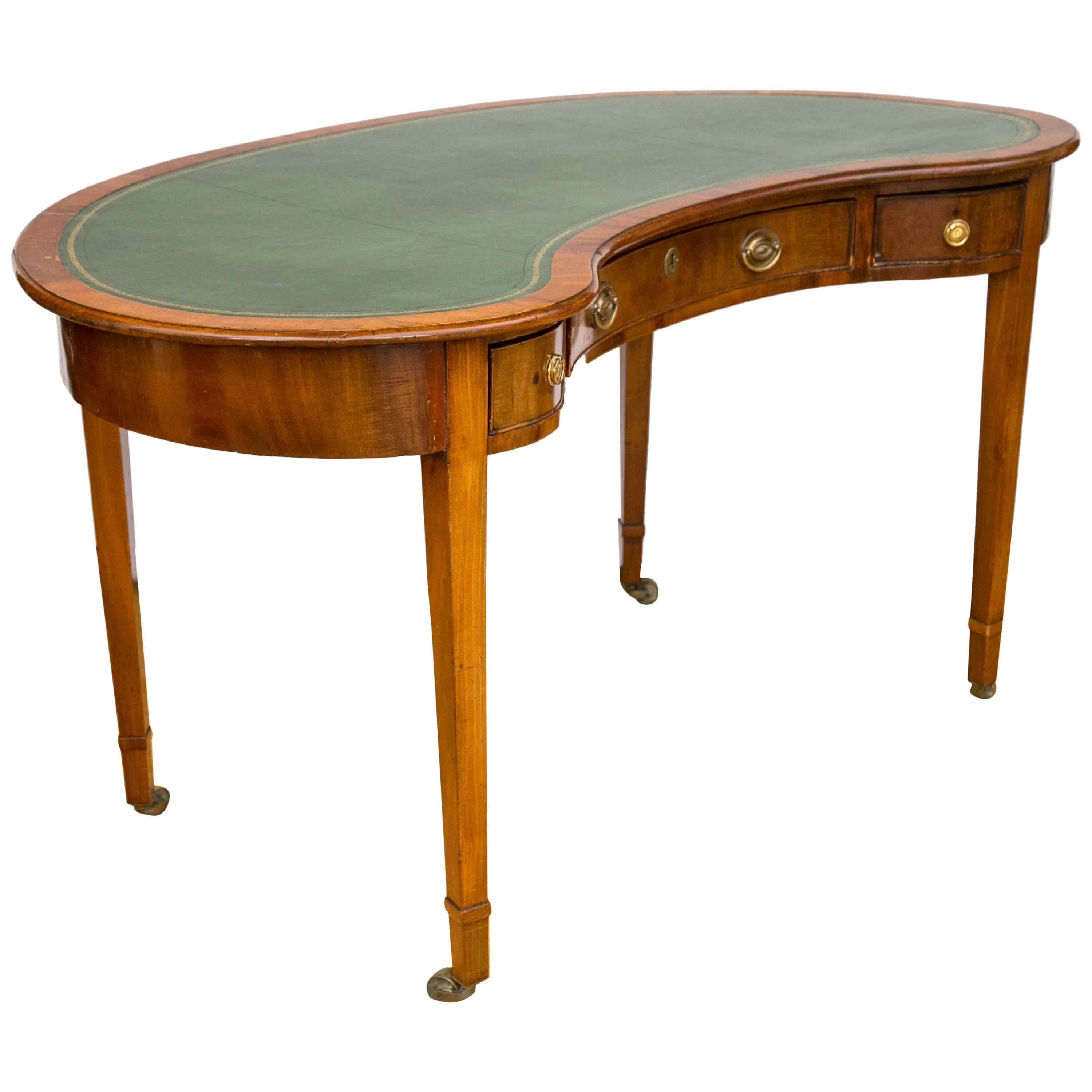George III Hepplewhite Style Kidney-Shaped Writing Table
