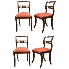 Set of Four English Regency Brass Inlay Side Chairs 10