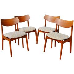 Rare Eric Buck Set Four Curved Back Teak Dining Chairs for Funder-Schmidt Madsen