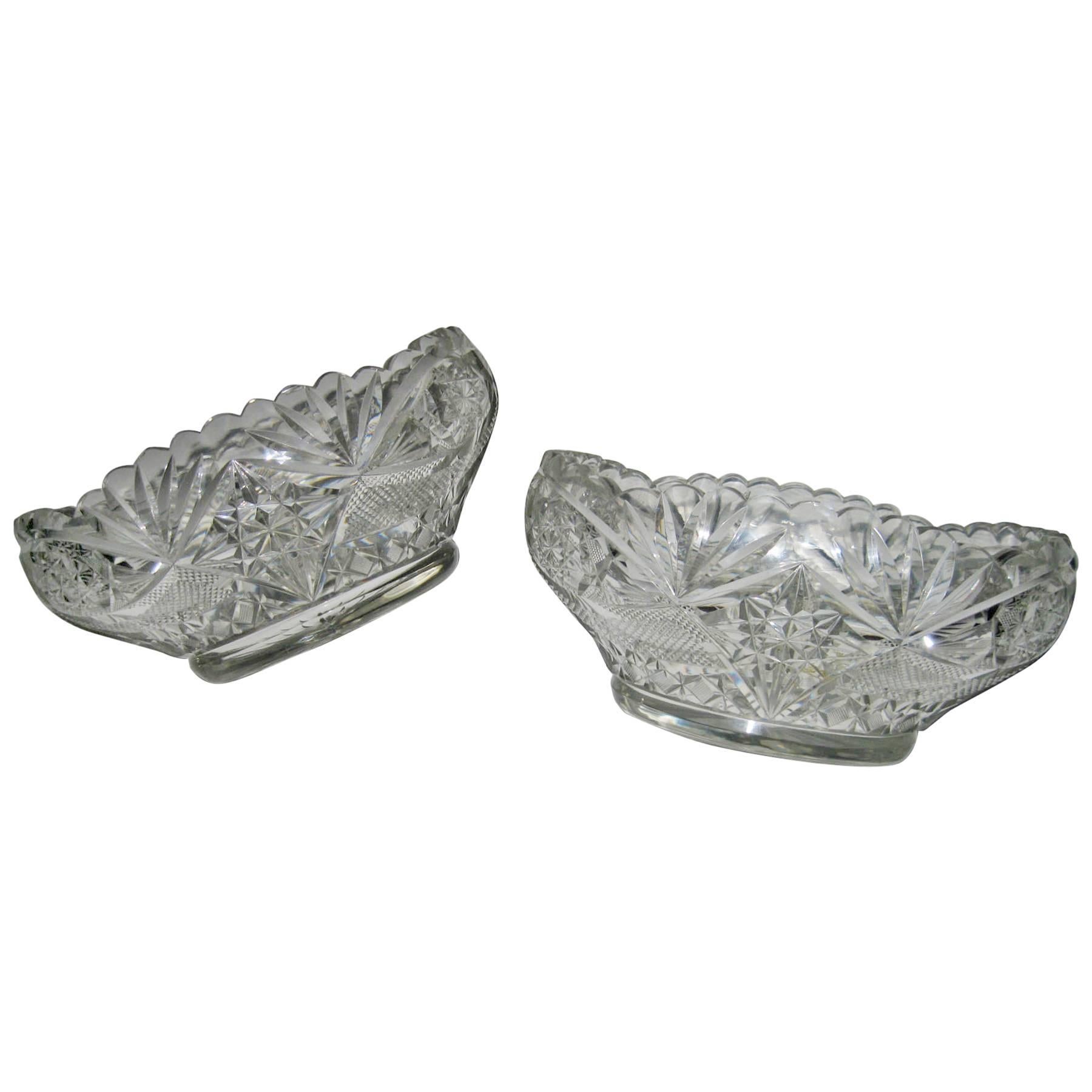 19th century Irish Cut Crystal Fruit Bowl Pair