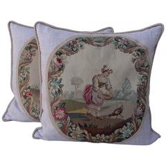 Pair of Pillows with 19th Century Aubusson Textiles 8