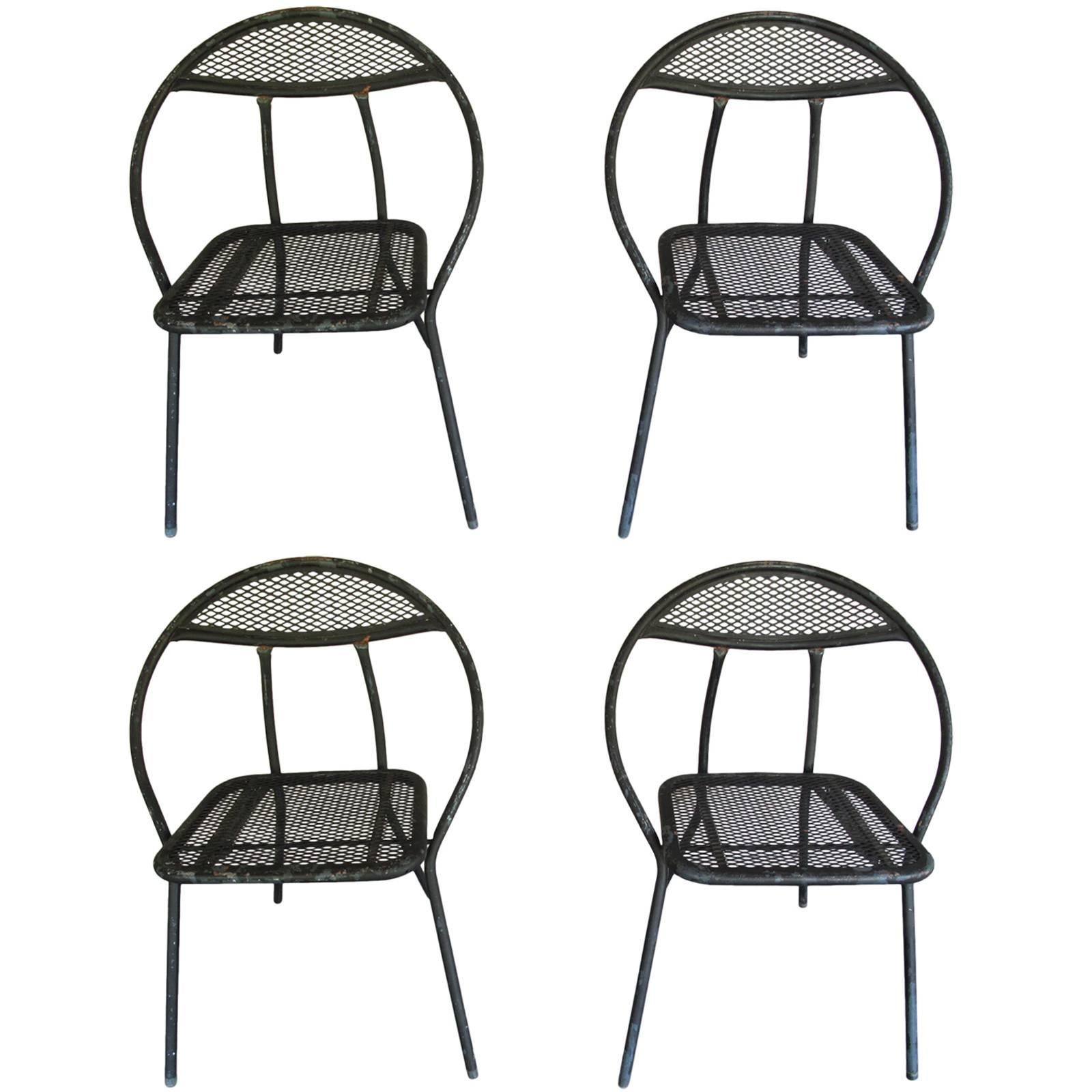 Set of Four Salterini Folding Clamshell Garden Chairs