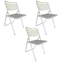 Trio of Folding Wire Mesh Garden Chairs