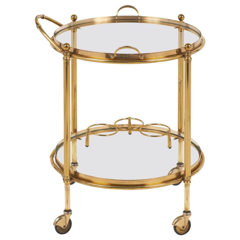 French Vintage Round Brass Bar Cart at 1stDibs vintage brass bar cart, vintage round bar cart
