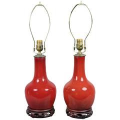 Pair of Chinese Sang De Boeuf Table Lamps
