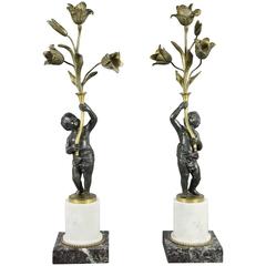 Pair of Louis Philippe Bronze and Marble Candelabra 10