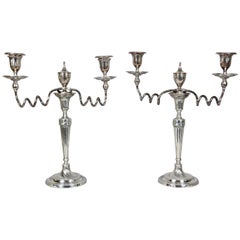 Antique Pair of George III Sterling and Sheffield Plate Candelabra